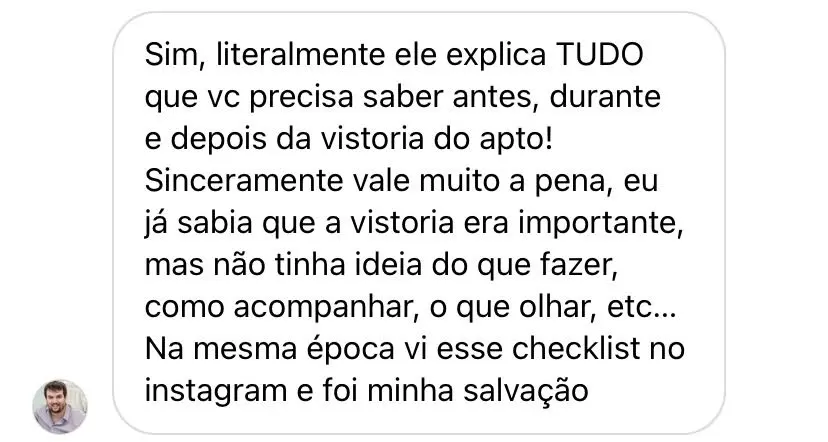 Depoimento real apresentado na página original
