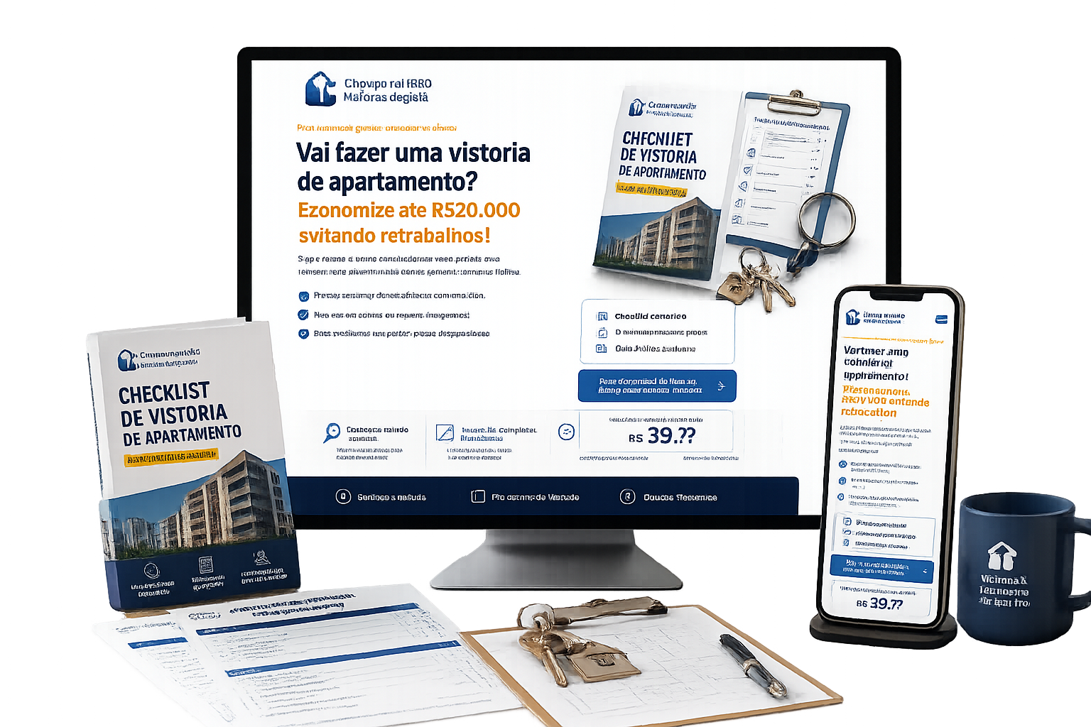 Mockup do checklist Chaves na mão, vistoria segura
